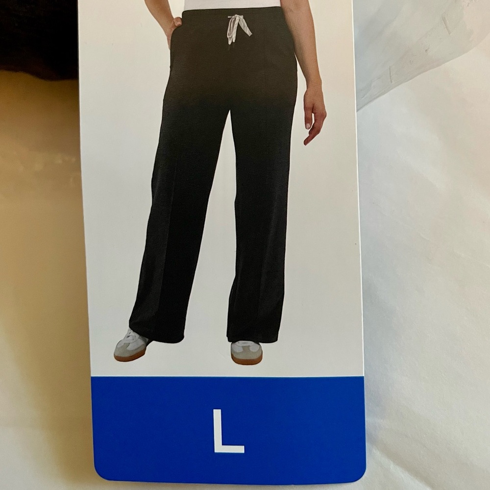 Next! Black Pockets Elastic Drawstring Pintuck Pants Large